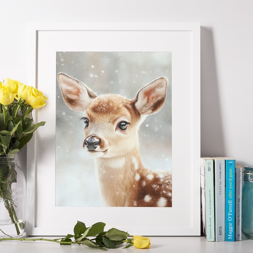 Deer Fawn Wall Art Print Poster Unframed - Watercolor Animal Print - Picture 9 of 9